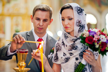 Happy bride and groom on their wedding