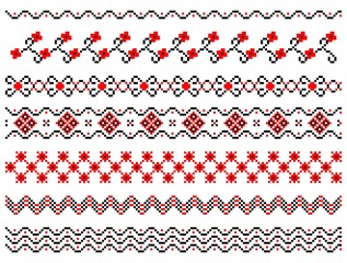 Set of embroidered lines