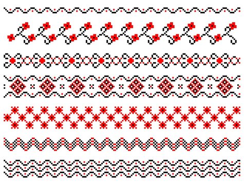 Set of embroidered lines