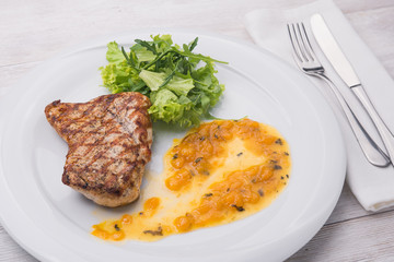 juicy steak with sauce