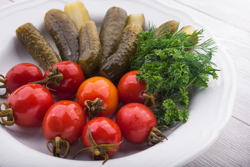 marinated tomatoes and cucumbers