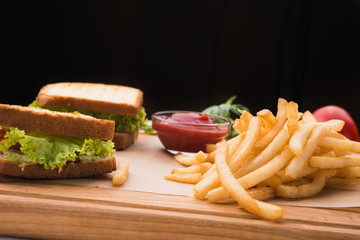 french fries and ketchup