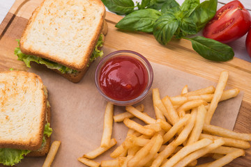 french fries and ketchup