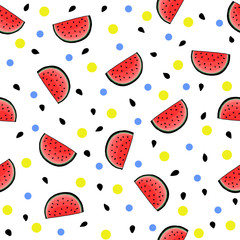 Seamless hand drawn watermelon pattern