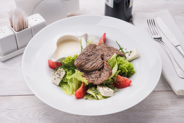 salad with beef and cheese