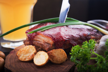 grilled pork ribs with potato