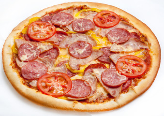 pizza, different kinds of pizzas to the menu of restaurant and pizzeria, a variety of pizza toppings, delicious food