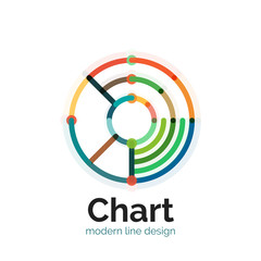 Thin line chart logo design. Graph icon modern colorful flat style