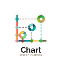 Thin line chart logo design. Graph icon modern colorful flat style