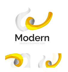 Vector abstract ribbon logo with business card identity design