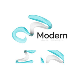 Vector abstract ribbon logo with business card identity design