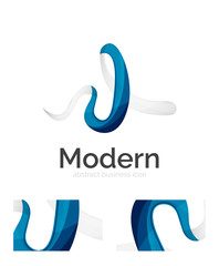 Abstract 3d swirl ribbon logo template with business card corporate identity design