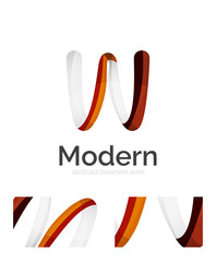 Abstract 3d swirl ribbon logo template with business card corporate identity design