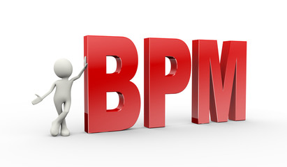3d person standing with bpm business process management