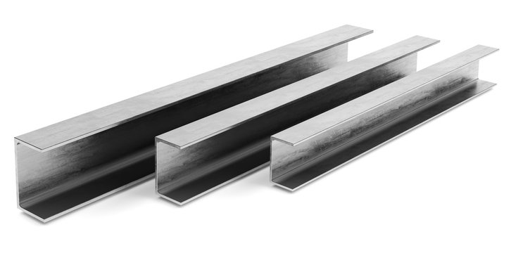steel channel beam on a white background