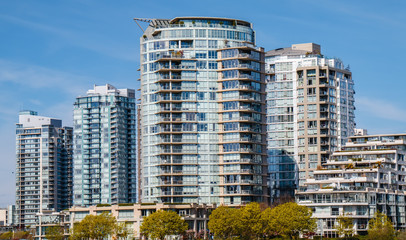 Fototapeta na wymiar Modern apartment buildings in downtown Vancouver, BC, Canada