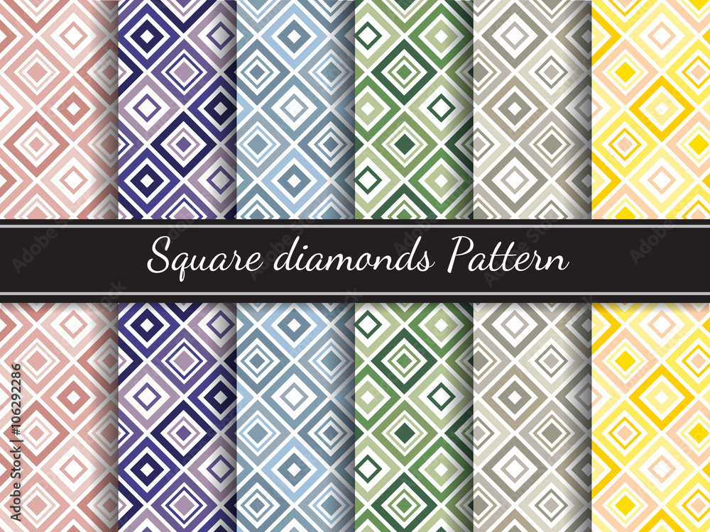 Poster square diamonds pattern vector background 6 tone color
