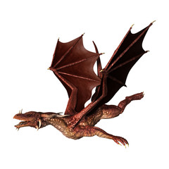 3D Illustration Red Fantasy Dragon on White