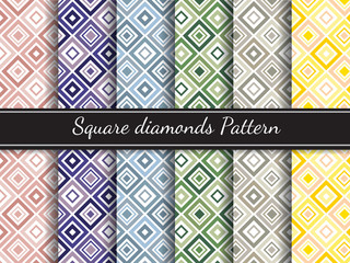 Square diamonds pattern vector background 6 tone color