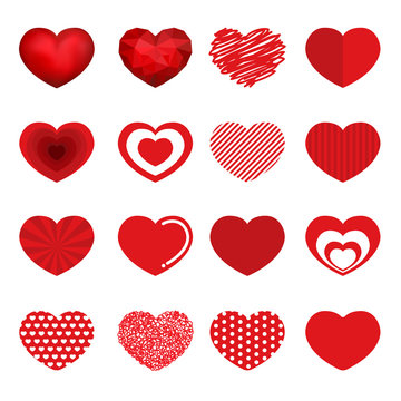 Vector hearts design set 16 style for Valentine day