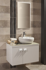 round white sink in a modern bathroom