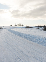 empty road in the countryside in winter