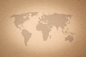 World map on paper texture background