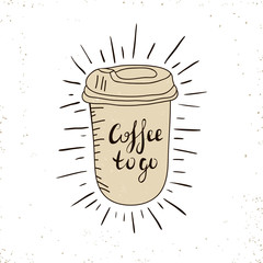Coffee to go. Vector hand drawn illustration