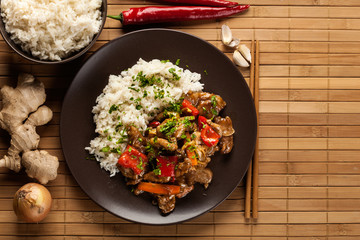 Chinese sticky pork sirloin roasted with a sweet and savory sauc