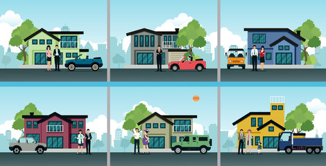 The life of a family with a house and a car.