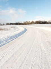 Fototapeta na wymiar empty road in the countryside in winter