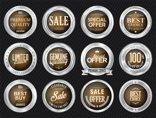 Retro vintage sale silver badge and labels collection