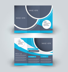 Brochure mock up design template for business, education, advertisement. Trifold booklet editable printable vector illustration. Blue color.