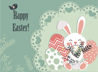 Cute Easter invitation with bunny