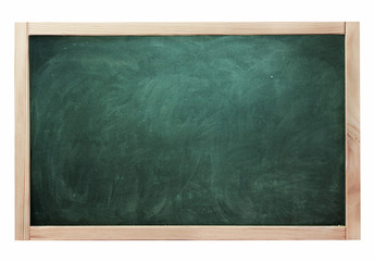 Classroom black chalk board green color isolated on white