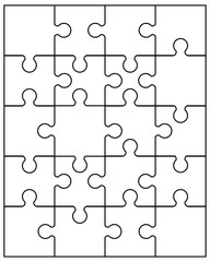 Vector illustration of white puzzle, separate parts