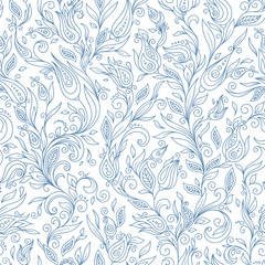 Seamless Pattern. Paisley Flowers Illustration Design