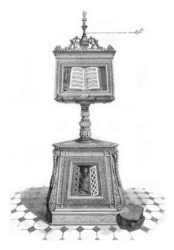 Wooden lectern in the church of Santa Maria in Organo, Verona, v