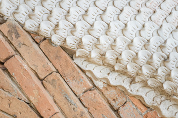 Wall under white dragon statue in the Thailand Wat