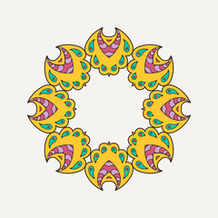 Vector mandala. Mehndi lace tattoo. Oriental weave with sharp corners. 