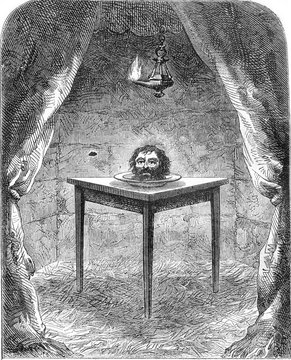 The head of the beheaded, vintage engraving.