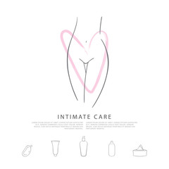 Intimate care. Caring with love. A vector concept made in modern line style with palce for your text. 