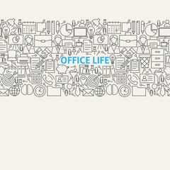 Business Office Life Line Art Seamless Web Banner