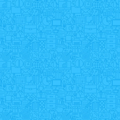 Thin Line Blue Office Business Seamless Pattern