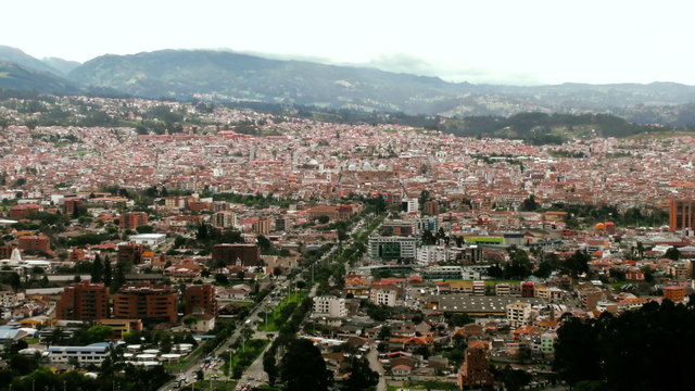 Experience the breathtaking beauty of Cuenca,Ecuador's popular expat destination,with a captivating zoom in shot showcasing its vibrant touristic attractions.