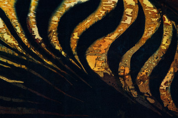 Evening on rice terraces, fragment, hot batik, background texture, handmade on silk, abstract...