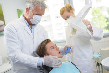 Young man having dental checkup