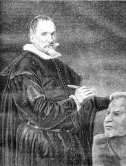 Portrait of Cano, painting and sculpture by Velazquez, vintage e