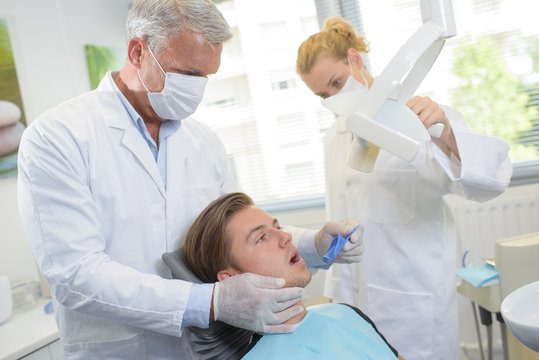 Young man having dental checkup