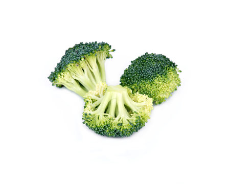 Fresh organic broccoli separated on white background